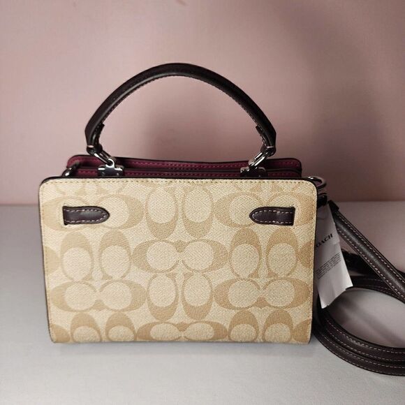 NWT Coach C8318 Signature Mini Lane Top Handle Light Pink Multi - Picture 3 of 8